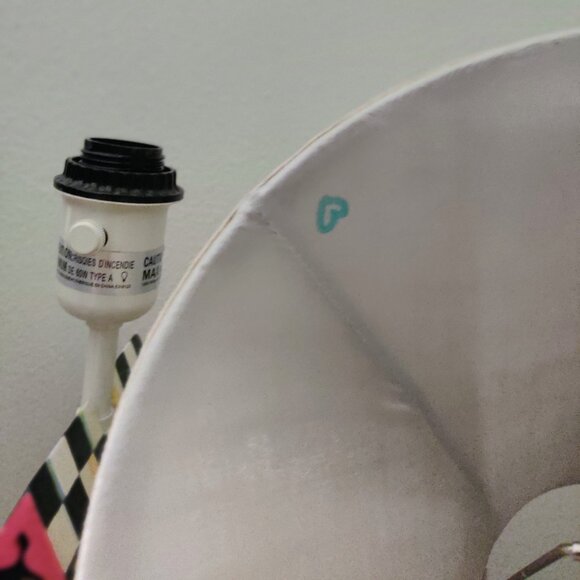 Whimsical Courtly Check Bird House Lamp Shade Hand Painted Checkered Floral - Picture 16 of 16